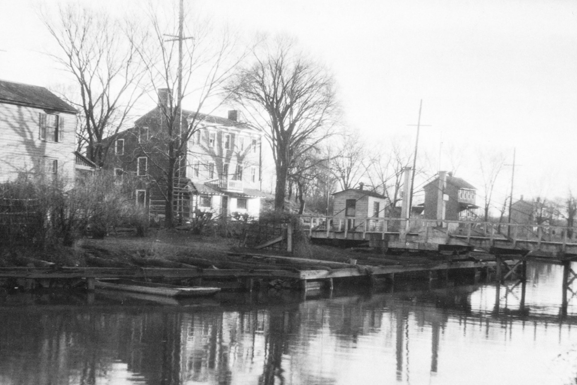 Another view of the Railroad Hotel with the Alexander Road swing bridge to the right in the photo.