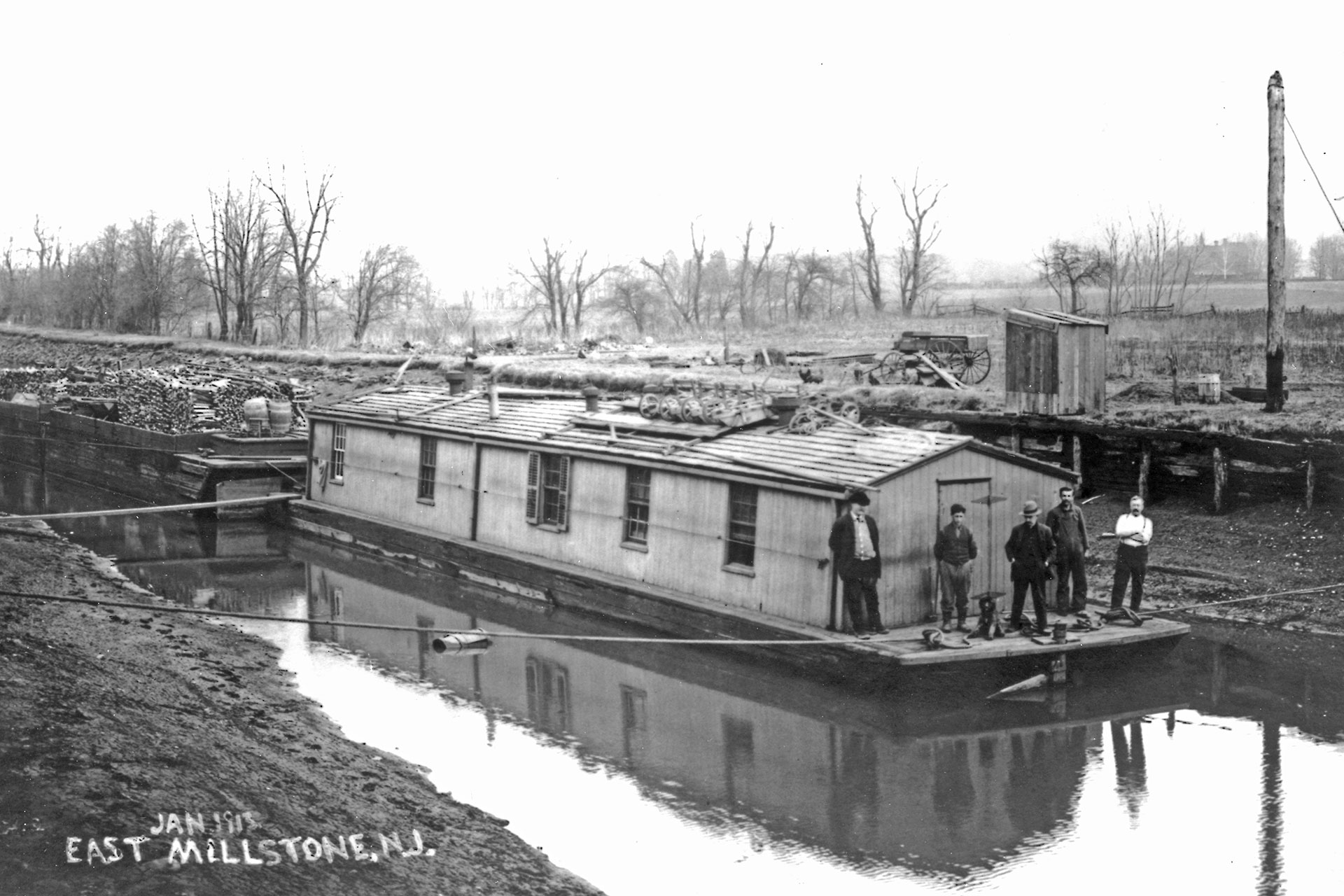 Laborers both lived and work upon repair scows like this one. Since repairs were frequently needed, they travelled to all areas along the canal.