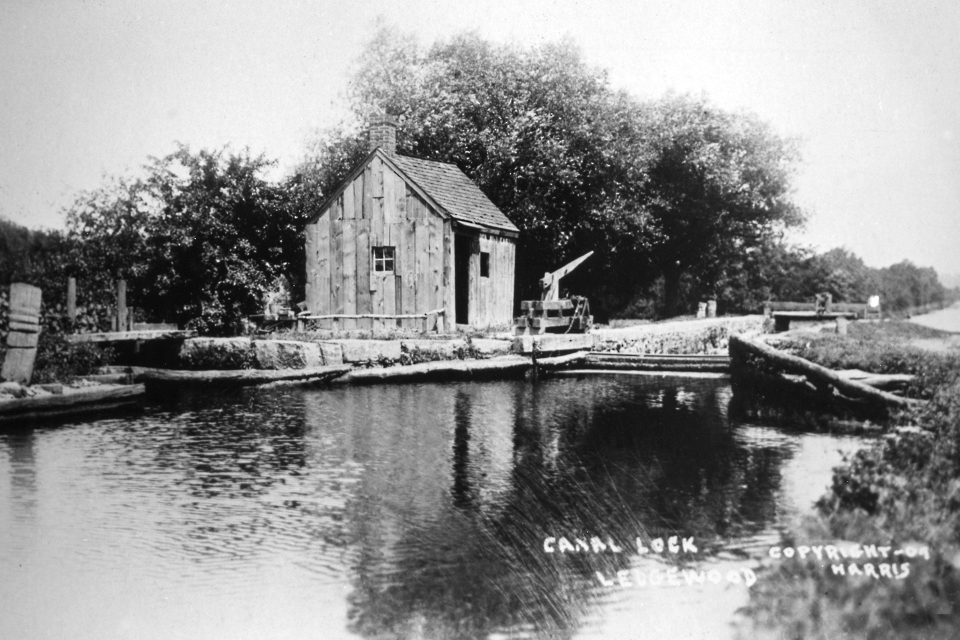 Lock 1 East in Ledgewood was the first lock on the eastern division of the Morris Canal. This view looks east towards the head of the lock.